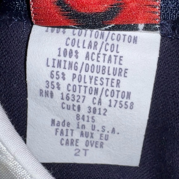 Vintage Girls Good Lad Navy blue Velvet Lace Trim Collar SS 2T Made in U.S.A - Picture 5 of 5